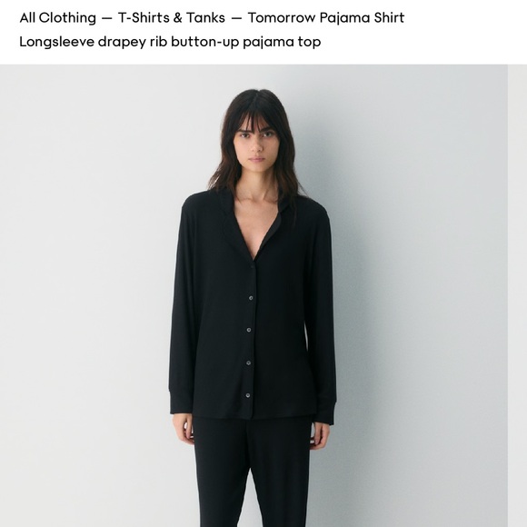 women’s aritzia tomorrow pajama long sleeve top black size medium - Picture 3 of 3
